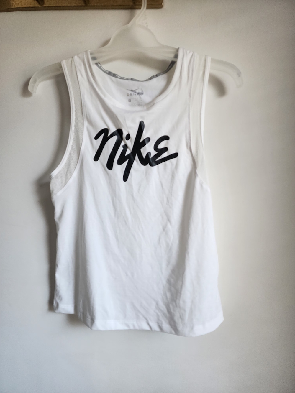Nike White Tank Top with Black Script Logo